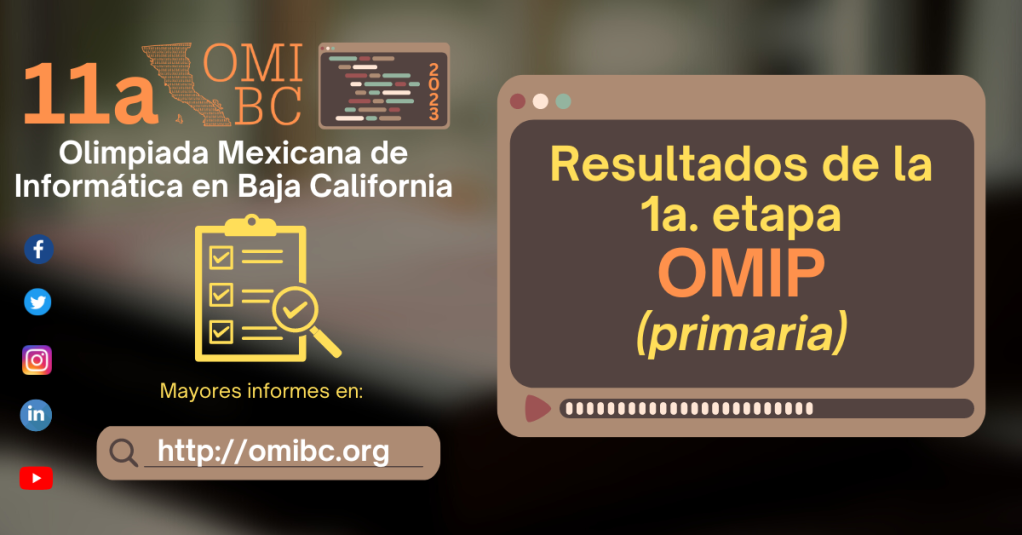 11a. OMIBC 2023: Resultados 1a. Etapa – categoría OMIP (primaria)
